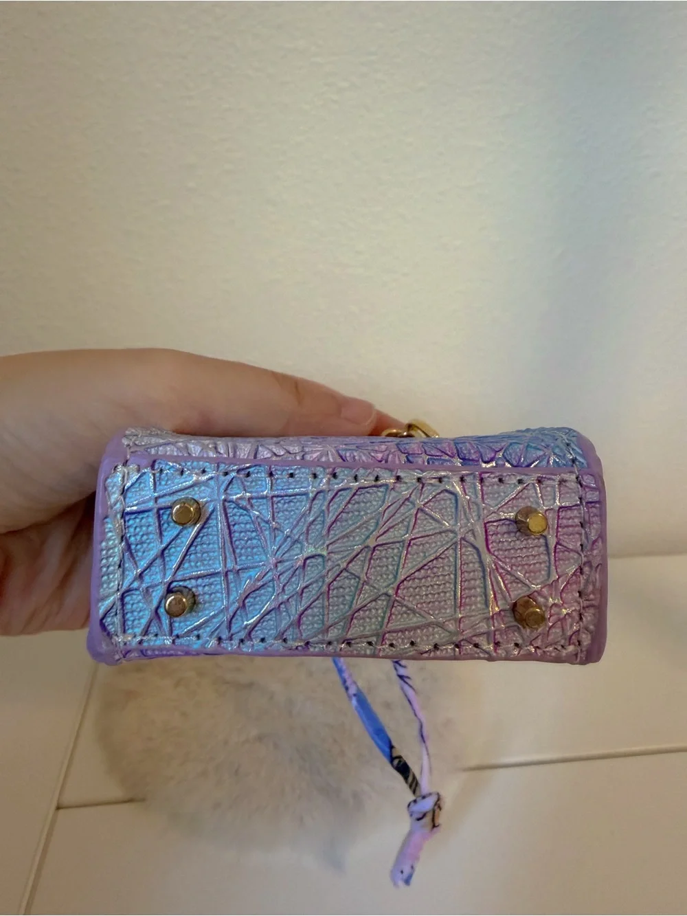 Genuine Leather Iridescent Blue Purple Mini Bag Charm